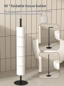 1 pièce Support de papier toilette autoportant avec base lestée et montage auto-adhésif - Distributeur de serviettes en papier moderne pour la cuisine ou la salle de bain - Gain de place, facile à installer, durable et stable pour les sols carrelés - Convient pour la maison, l'hôtel, le rangement de papier toilette - Multicolore - Voir 7