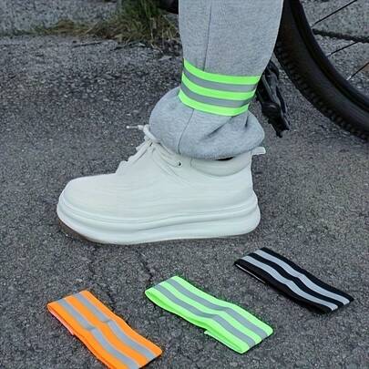 [Reflective Bicycle Leg Straps] 2 Reflective Bicycle Leg Straps - Adjustable Buckles, Durable PE Material - Safety Equipment For Night Running And Mountain Bikers, Bicycle Accessories