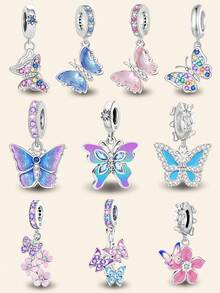 1件装 时尚925纯银蝴蝶系列串珠，适合女士手链、手镯DIY首饰制作及日常穿搭配饰，适合女孩佩戴 - 串珠 - 查看 1