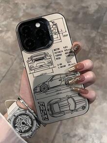 1pc Racing Car Design Phone Case, Minimalist Style, Shockproof Creative Matte Phone Cover, Suitable As Holiday Gift For Kids, Compatible With IPhone 7/8/X/XS/XR/11/12/13/14/15/16 Pro Max, Fashion & Durable Design, Compatible With Samsung A33(5G)/A32(4G)/A52(5G 4G)/S20FE/S21FE/A14(4G 5G)/S23/S23 PLUS/S23 ULTRA/S23 FE/A55 5G/S24/S24 PLUS/S24 ULTRA/A05/A05s, Suitable For IPhone 17 Air - 透黑 - 查看 3