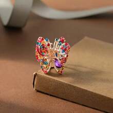 1 Piece Elegant Butterfly Rhinestone Hair Clip - Shiny Colorful Crystal, Rectangular Design With Firm Clip, Suitable For Women's Updos, Parties, Weddings, Proms, Bridal Hair Accessories, Vibrant Hair Ornaments - 香檳色 - 查看 3