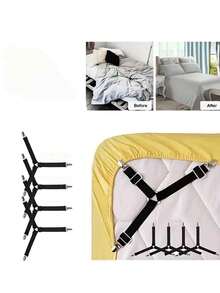 4 قطع مثبتات قابلة للتعديل للحفاظ على أغطية السرير - تثبت أركان الملاءة بإحكام، تمنع انزلاق الملاءة - متعدد الألوان - مشاهدة 5