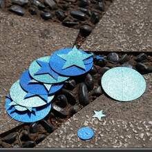 Ice Blue Silver Party Decoration Circle Dot Garland Navy Blue Twinkle Little Star Hanging Bunting Banner Steamer Backdrop Shower Christmas Birthday Prom Graduation Wedding Moon Frozen - 藍色 - 查看 5