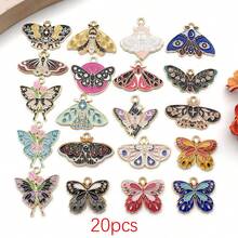 时尚珐琅蝴蝶吊坠套装（10/20/24/52个）。精致吊坠，非常适合DIY手链、项链和钥匙扣。 - 彩色 - 查看 19