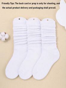 1/3/6 Pairs Women's Spring Fall Autumn Winter Slouch Knit Socks Slouchy Socks Women Scrunch Socks Women Scrunchie Socks Women Crew Socks Black, White & Gray Compression Socks Comfortable - Multicolor - View 9