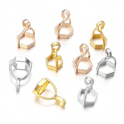 50pcs/Pack Hexagon Zinc Alloy Pendant Connector, Jewelry Making Accessory For Necklace, Earrings, DIY Jewelry Pendant