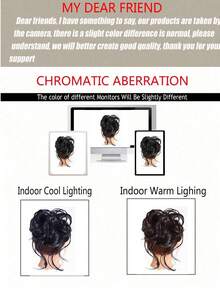 Synthetic Messy Curly Claw Hair Bun Chignon Hair Extensions Scrunchy Fake False Brown Black Hair With Tail For Women Hairpieces - Multicolor - View 10