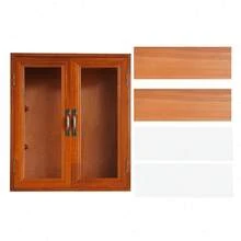 ZHFEISY Rustic Vintage Mini Counter Top Cabinet, Tabletop Display Case With Organic Glass Door, Wall Storage Cabinet, Pantry And Countertop Organization - 棕色 - 查看 9