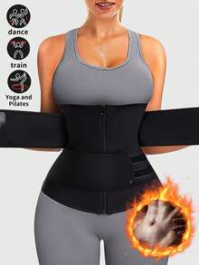 1pc Women's Sports Waist Trainer, Abdominal & Waist Shaping Corset, Waist Trainer Belt, Waist Trimmer, Abdominal Support Belt, Waist Cincher, Shapewear, Sauna Waist Belt, Exercise Waist Trainer, Abdominal Training Tool, Shaping Garment, Exercise Waist Trainer Abdominal Training, Corset Waist Belt, Women's Abdominal Control Belt, Yoga Running Waist Trainer, Gift For Friends - Black - View 16