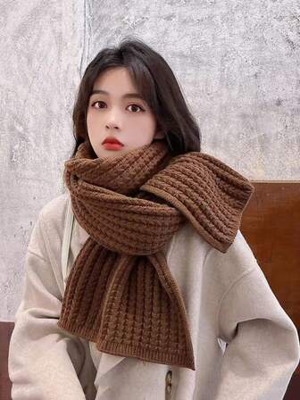 Bufanda de punto de unicolor para otoño/invierno, cuello calentador unisex y lindo, versátil para combinar con chaquetas acolchadas, abrigos, suéteres