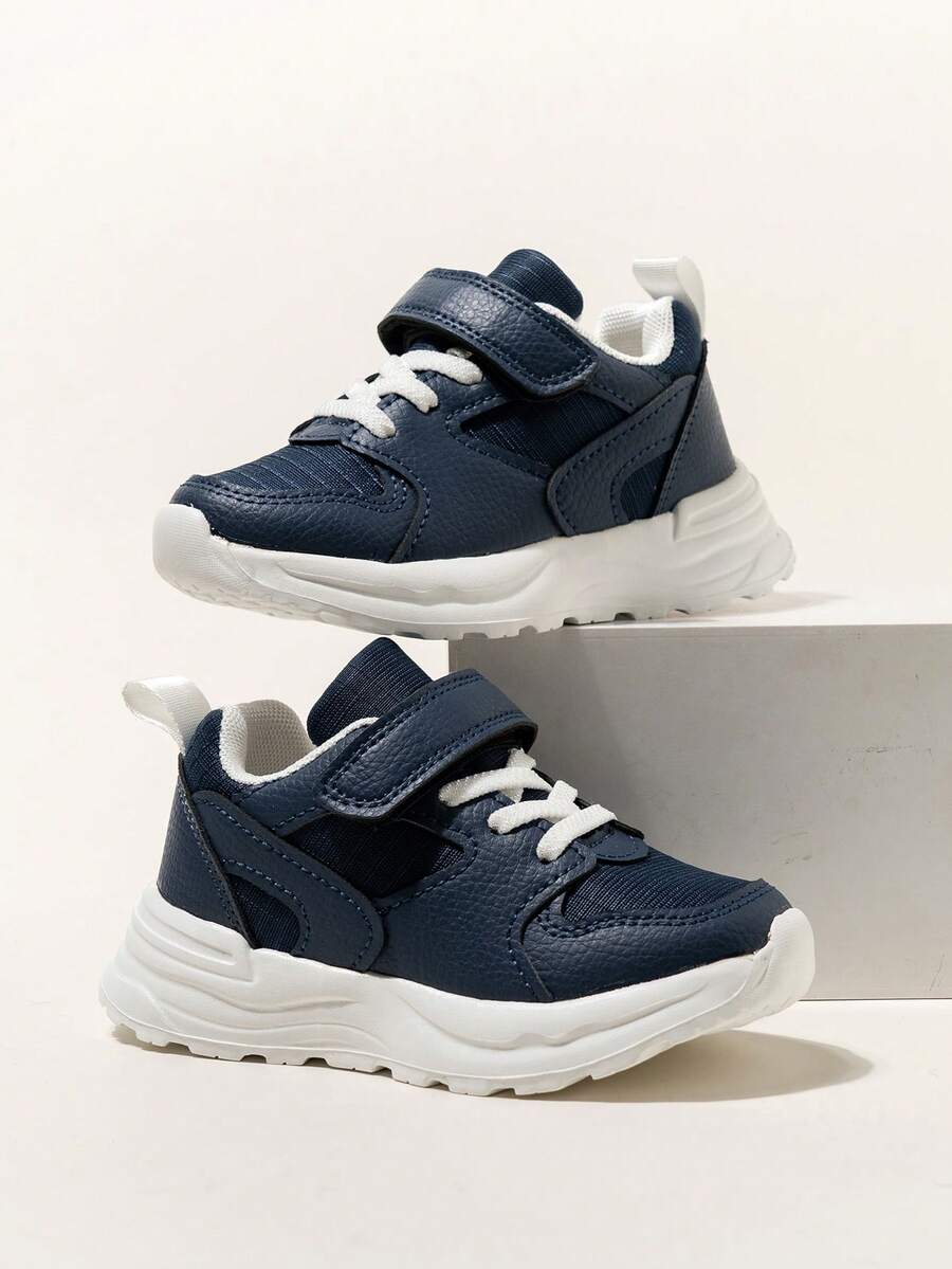 1 Pair Navy Blue Original Design Simple Style Children's Sports Shoes, Casual Shoes With Lightweight & Durable Soles - Navy Blue - View 1
