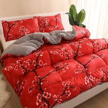 1pc Printed Thick Quilt, Reversible, Soft And Comfortable