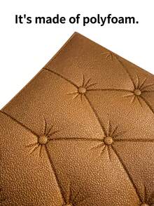 1 件 3D 超厚软泡沫塑料墙贴，简约纯色设计，适用于床头、房间和客厅装饰，易于粘贴，自由组合，非常适合房间装修 - 棕色 - 查看 4