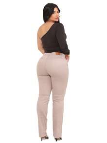 Malloy Women's Straight Twill Satin Social Tailored Trousers - 米色 - 查看 6