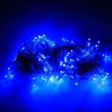 luces navideñas luz impermeable 100 led tira de luz para navidad y halloween luces de un color y luces multicolores Adecuadas para Patio, Postes, Porches, Árboles, Barandillas, Patios y Decoraciones Navideñas, - Azul - Ver 3