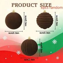 1 set (6 pezzi/12 pezzi) Pendenti e decorazioni da appendere per festival, set di palline di Natale in velluto per albero di Natale, palline di Natale antisfondamento floccate, decorazione marrone