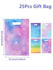 10/25/50 件彩色银河派对礼品袋，16.5*25 厘米手提袋，太空派对手提袋，星空塑料礼品包装袋，宇宙主题派对礼品包装袋，生日派对礼品袋，星夜派对储物袋，太空主题派对用品，天文爱好者用品，婚礼装饰，婚礼用品，新娘送礼会回礼，生日装饰，节日派对用品，超市用品 - 彩色銀河 - 查看 4