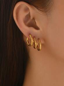 6件套女士不锈钢小号环形耳环