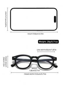 1pc Plastic Round Women Clear Glasses For Daily Life Watch TV Play Games Office Reading Accessories