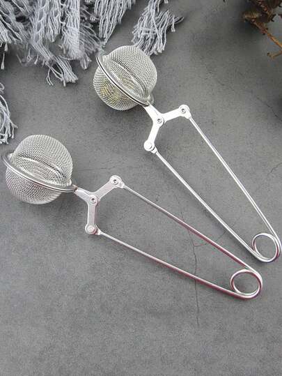 1 peça de filtro de chá com alça longa, coador de chá de aço inoxidável prateado para cozinha