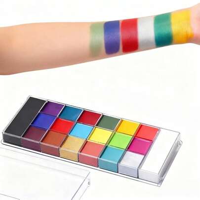 JIHUIPAI 20 Colors Face Paint Palette, Body Art Makeup For Stage, Halloween & Christmas Costume