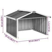 vidaXL Garden Robot Lawnmower Shed Storage House Patio Garage Galvanized Steel - Anthracite - View 9