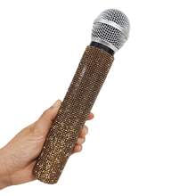 1pc Simulation Rhinestone Microphone Props, Home Bar Brilliant Mic Props Decorative Ornaments Party Favor, Speaking Practice Props