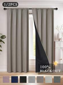 2片装遮光窗帘,100%遮光,隔热,阻隔紫外线,适用于豪华客厅、卧室、家居装饰、圣诞装饰,杆袋式设计,1片窗帘 - 彩色 - 查看 5