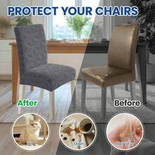 YSTYLE Chair Covers With Backrest 2/4/6 Pieces, Stretch Chair Covers, Living Room Kitchen Chair Covers, Universal Cat Scratch-Resistant Chair Cover, Modern Stain-Resistant Chair Cover - Light Grey - View 6