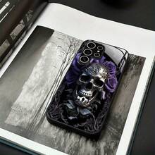 Funda de vidrio para iPhone 17air/16E/15/14/13/12/11 plus, Pro, Promax, X/XS/XR/XSMAX,  Galaxy A03/A03S/A05S/A06/A07/A11/A12/A13/A14/A15/A16/A17/A22/A22/A23/A26/A31/A32/A34/A35/A36/A52/A53/A73, S21/S22/S23/S24/S25 Plus, Ultra, funda de vidrio reflectante, buena sensación al tacto, protección de borde suave, adecuada para hombres y mujeres - Negro - Ver 5