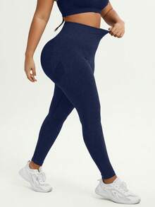 TNTOR Quần legging yoga cạp cao cỡ lớn dành cho nữ, 094-15 Quần tập luyện nâng mông cạp cao, Quần bó sát co giãn cao, nhanh khô, Quần yoga cạp trung màu đen ôm sát mông, Thiết kế cạp cao giúp định hình vòng ba, Thích hợp cho các bài tập thể dục, quần short đạp xe, quần short bó sát nâng mông, quần short thoải mái cho người đam mê thể dục mùa xuân - Màu xanh hải quân - Xem 4