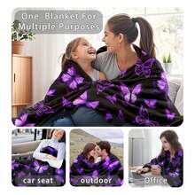 Butterfly Blanket For Women  Purple Butterfly Gifts Butterflies Throw Blanket Decorations For Bedroom Decor 50" X 40" Pop  Gift (Multiple Sizes Available) Nordic Style Acrylic Rectangular Office Nap Sofa Flannel Blanket, Air Conditioning Blanket, Knitted Small Blanket, Shawl Cover Blanket, Bed End Blanket Soft & ,Skin-Friendly Multi-Size Versatile Blanket ,Lettering Numbers Doodle Christmas Blanket,Chicken PrintingPerfect Christmas, Halloween, Birthday Gift For Home Decor,Uplifting Gift For Friends, Family, Happy Valentine's Day,Happy New Year. - 彩色 - 查看 5
