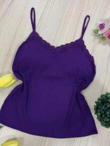 Women's Casual Lace Blouse Kit – Strappy + Padded – Daily Look - 蕾絲襯衫/海軍藍 - 查看 6