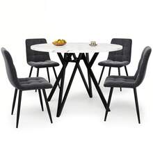 Dining Table & Chair Sets - Black + Gray + Linen + MDF - View 6