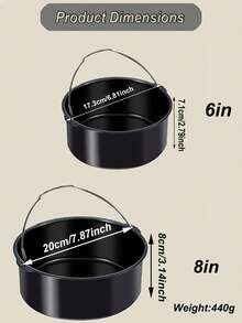 1个/2个圣诞新款蛋糕模具烘焙工具，圆形空气炸锅厨房配件，圣诞装饰厨房小工具烹饪6/7/8英寸厚不粘烘焙蛋糕篮，蛋糕制作的好帮手。 - 黑色氣炸鍋提籃 - 查看 12