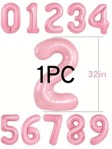 0-9 数字气球配金色皇冠，淡粉色马卡龙粉色蓝色粉色铝箔 32 英寸，适用于生日装饰、生日、婚礼、派对装饰 - 粉色 - 查看 13