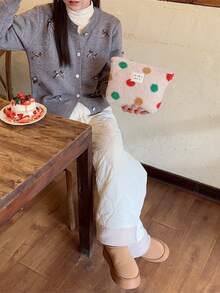 1个装毛绒保暖羊羔绒化妆包，横条纹防水，波浪点图案，女士化妆包，小巧收纳化妆盒，女士旅行包，铅笔盒，日常大容量化妆刷旅行洗漱包，旅行必备，旅行，情人节，房间装饰，钱包必备，女士化妆包，钱包必备物品，邮轮必备，设计师手提包，基础款，梳妆台必备，房间，可爱化妆包 - 彩色 - 查看 4