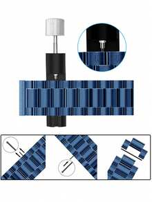 二合一兼容 表带 + 表壳，适用于男女高端商务不锈钢三珠表带和防水、防尘、防摔、防刮 PC，带钢化玻璃屏幕膜集成手表保护壳兼容 40/44/41/42/45/46/49mm 表带表壳兼容 Series Ultra/11/10/9/8/7/6/Se/5/4 手表时尚表带表壳带免费表带调节器 - 藍色 - 查看 6