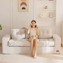 MAXYOYO 2/3 Seater Boneless Couch,Chenille Comfy Sofa With Extra Deep Seats For Living Room - Màu Xám nhạt - Xem 1