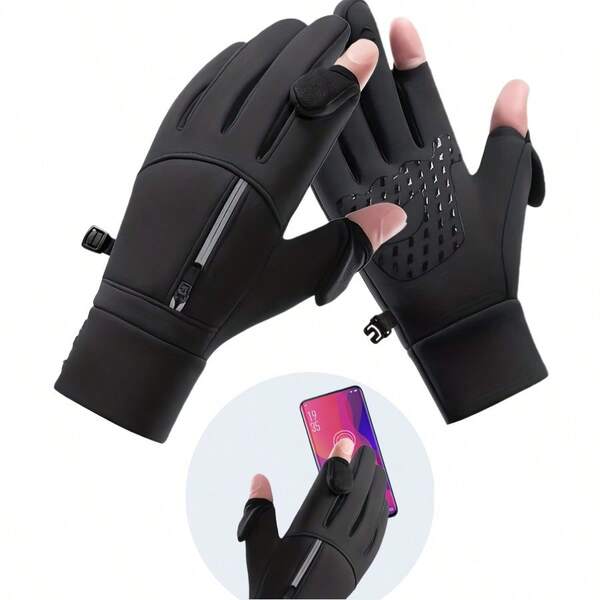 1pc Men's Winter Windproof Touchscreen Warm Gloves, Breathable Mesh Design Gloves For Skiing, Running, Fishing, Golf, Cycling, Outdoor Sports, Warm Gift For Boyfriend, Father