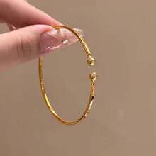 Elegant Minimalist Titanium Steel Bangle - Fade-Resistant, Perfect Gift For Best Friends & Couples - Gold - View 4