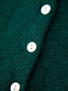 Women's Spring Sweater Cardigan Long Sleeve O Neck Button Up Solid Color Knitwear - Dark Green - View 5