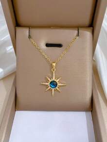 1pc Stainless Steel Starry Sphere Zirconia Luxurious Rhinestone Necklace, Versatile Choker Chain For Women