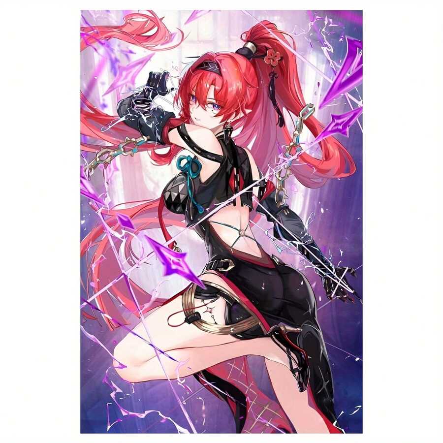 1 件无框 Yinlin 呼啸波信心海报，高清帆布艺术，带流苏和发夹图案，现代 Hana Tsumami 墙壁装饰，适用于家庭卧室办公室 - 12x18 英寸帆布材质 - 彩色 - 查看 1