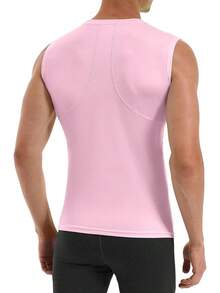GYHSRunhit Sleeveless Compression Shirt Men Top Athletic Muscle Shirts Men - 淺粉色 - 查看 3