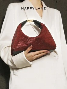 HAPPY LANE Luxury Embroidered Floral Vintage Style Handbag, Black Base With Red, Yellow And White Delicate Flowers - Fashionable Wide Handles With Metal Clasp, Lightweight And Durable, Large Capacity Design, Perfect For Daily, Party And Travel. This Versatile Vintage Tote Bag Exudes Elegance And Personalized, Ideal For Women Pursuing Elegance And Unique Taste, Adding Highlights To Any Occasion And Showcasing Distinctive Fashion Sense. - 玫瑰紅 - 查看 2