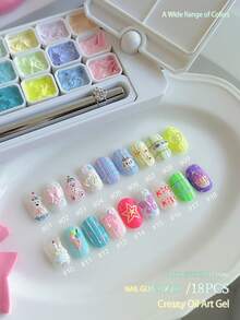 2025 Nail Art Velvet Paint Gel And Cream Gel Set, 18-Panel Fashion LED Nail Gel, High Saturation Color Gel Nail Polish, Glossy Shine Multi-Functional Modeling Gel Nail Polish For Fashion Salon Nail Design, Christmas Gift For Women - Nhiều màu - Xem 7