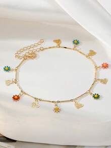 سوار قلب بتصميم زهرة الأقحوان 1 قطعة، هدية عيد الأم، عيد الأم، عيد الحب