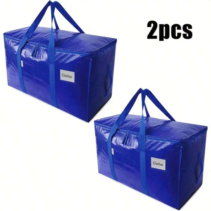 Heavy-Duty Extra Large Moving Bags With Zipper Closure - Extra Large Moving Totes, Stackable Storage Bags For Moving, Storage, Dorm, Travel - Reusable Packing Boxes Alternative - College Apartment Essentials (Blue), Durable Carrying Handles, Sturdy Handle Design, Dorm Organization, Reinforced Handles, Frequent Travelers - 2 cái - Xem 1