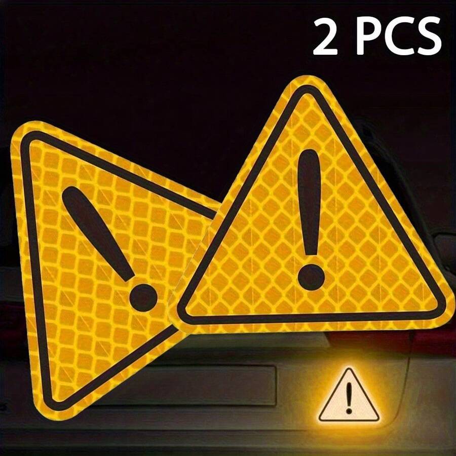 2 Triangle Safety Stickers; Diamond And Exclamation Mark Design - Colorful, For Motorcycles, Cars, Bicycles - High Adhesion Sticker; Helmet Sticker, Vehicle Visibility, Sign Style, Visibility Stickers, Road Signage Decals, Geometric Pattern, Glossy Finish, Durable Adhesive, Warning Markers, Bicycle Enthusiasts, Safetyconscious Users - 2 pcs - View 1